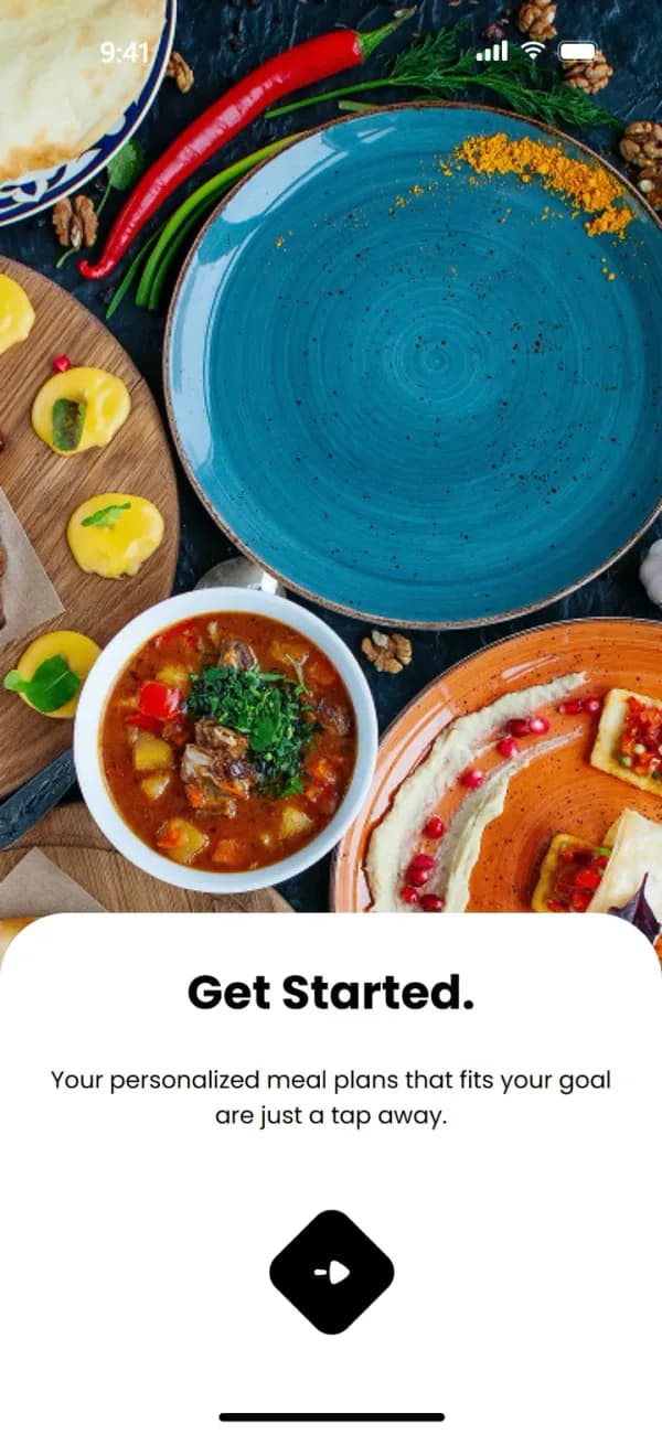 Lead with the food: personalised meal plans that fit your goal, a tap away.