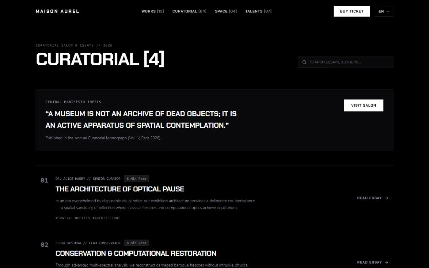 Curatorial stories.