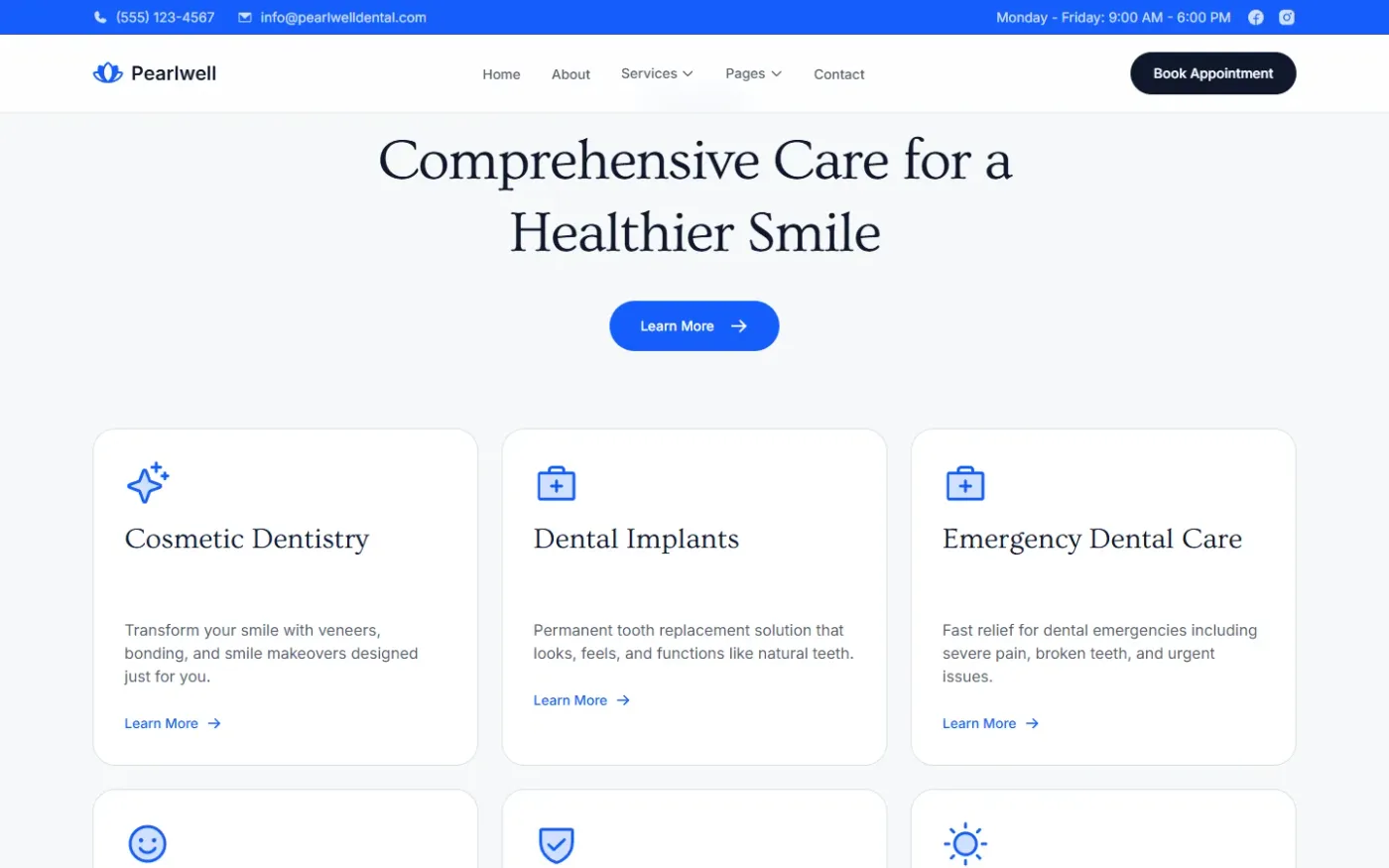 Services: one page per treatment, so patients arrive informed.