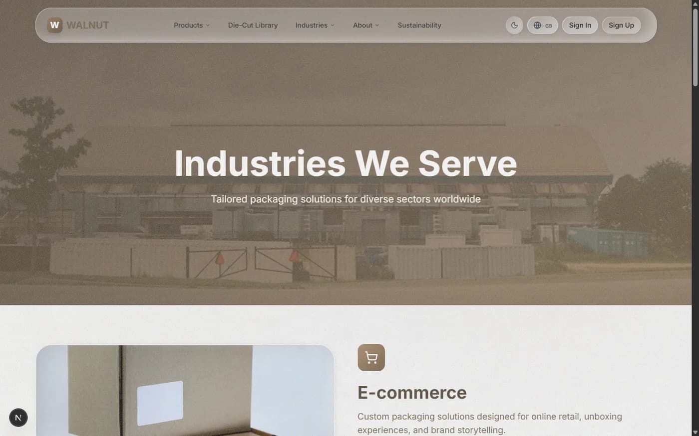 Industry pages, because a food producer and an e-commerce brand are not shopping for the same box.