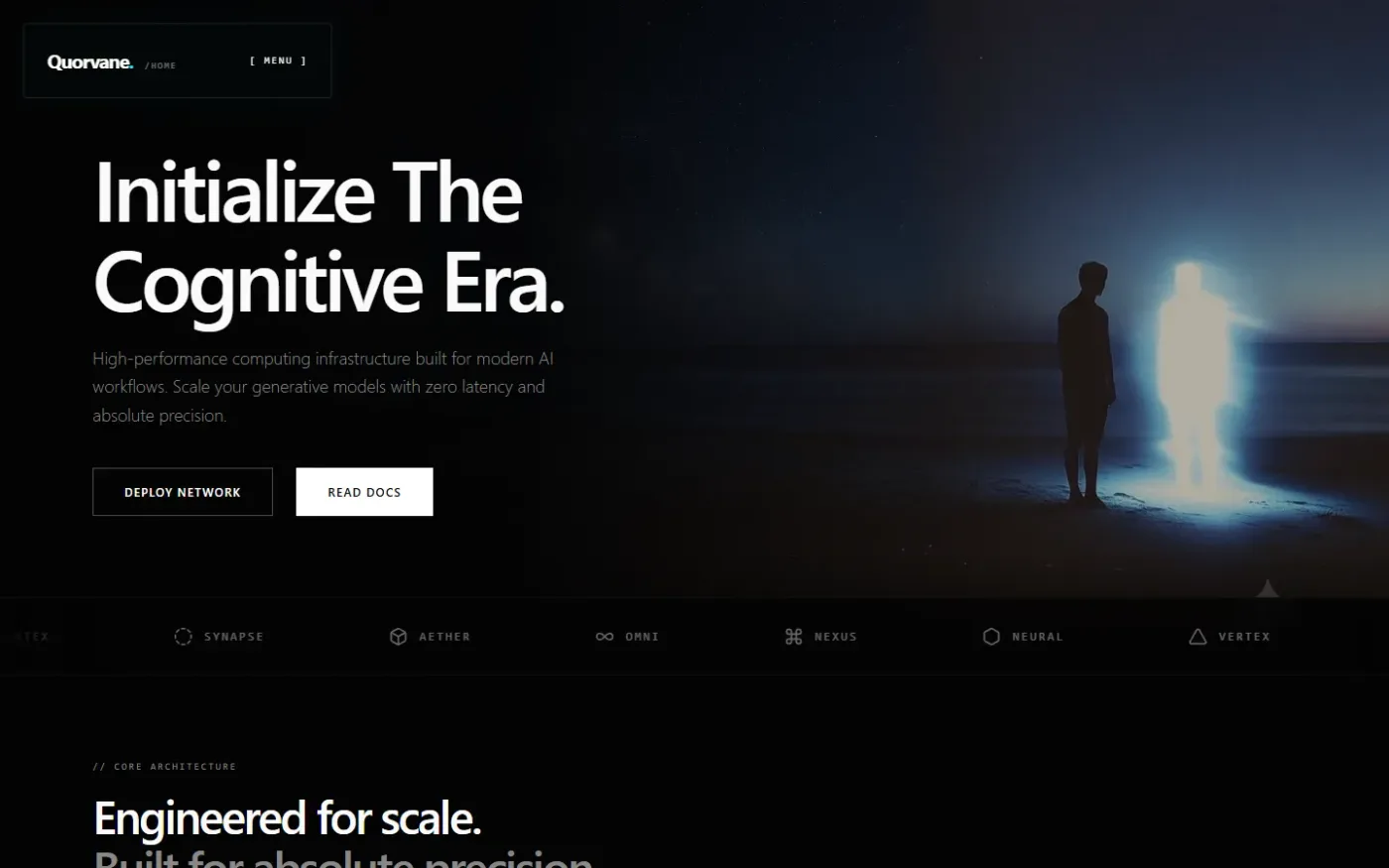 The home page, first screen.
