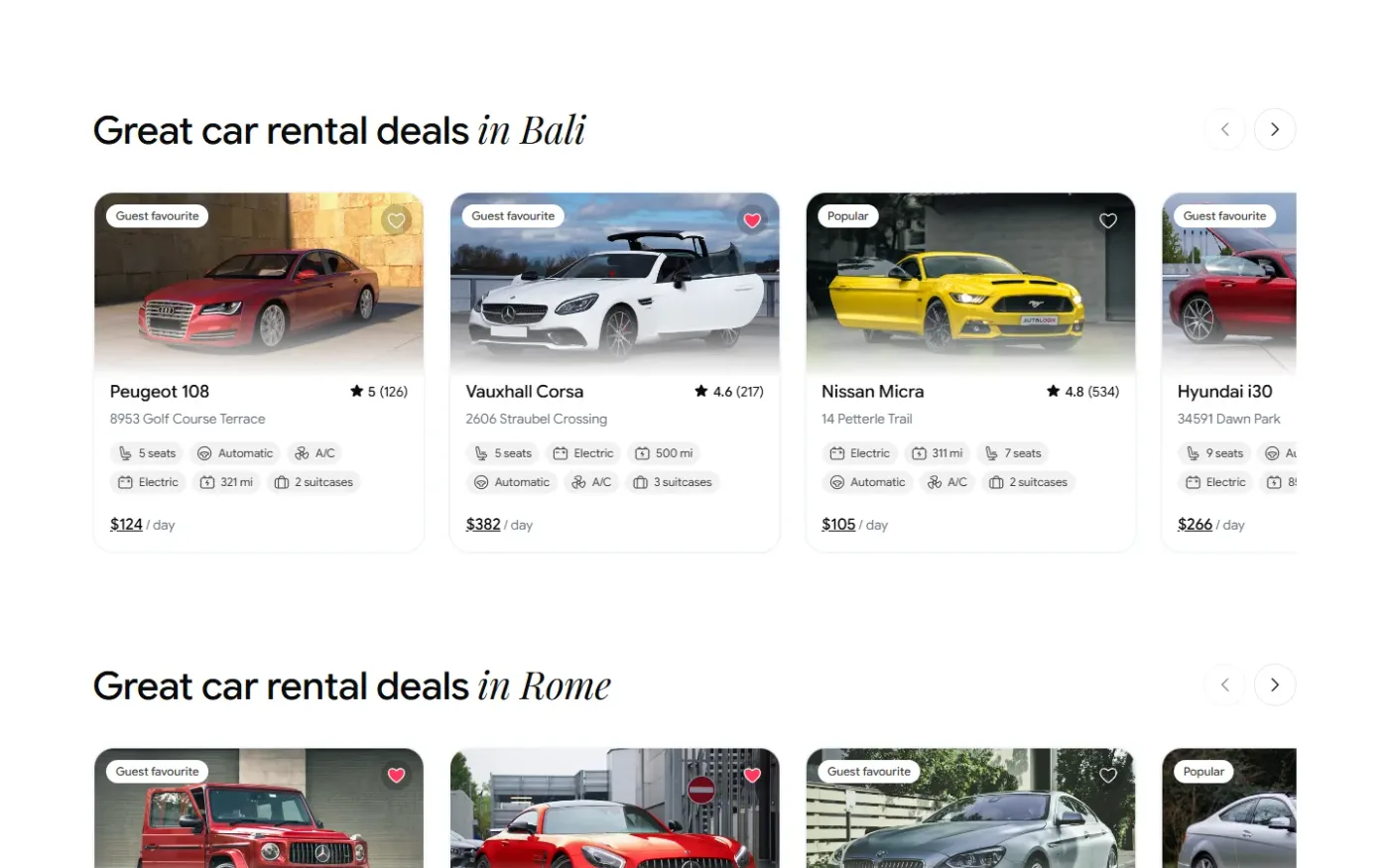 Car rental, on the same search and checkout system.
