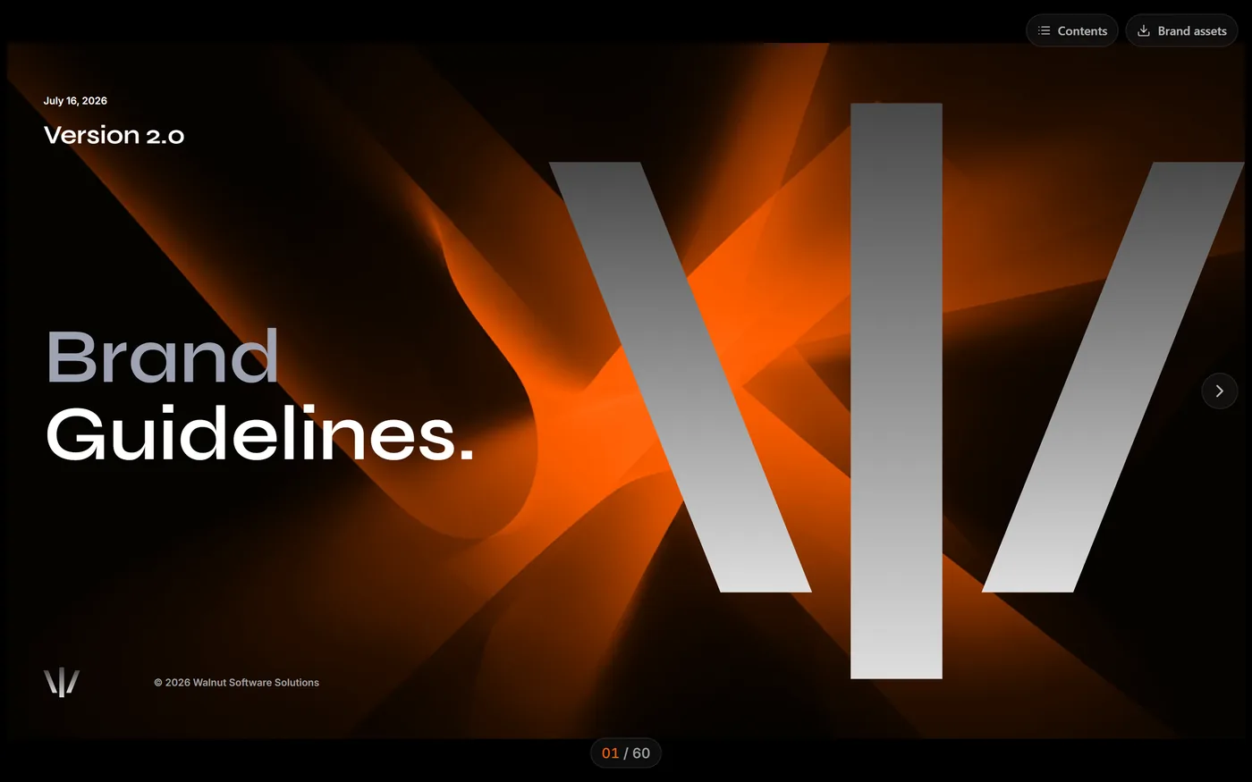 Interactive brand guidelines: a deck you click through, not a PDF you lose.
